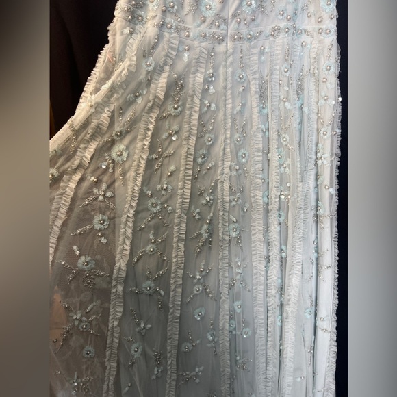 Mac Duggal 9166 NWT EMBELLISHED RUFFLED SPAGHETTI STRAP A LINE GOWN - Picture 7 of 8